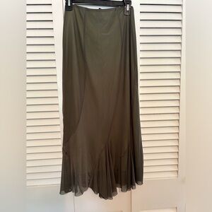 Olive mesh midi skirt
